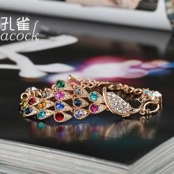 保色金防过敏防褪色水晶孔雀手链 安溪县凤城镇德发泰服饰网络销售商行热销美发饰品