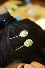 满28元包邮！韩版波西米亚风小巧圆形宝石发夹 你的美发造型新选择